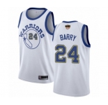 Youth Golden State Warriors #24 Rick Barry Authentic White Hardwood Classics 2019 Basketball Finals Bound Basketball Jersey