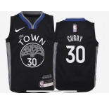 Youth Golden State Warriors #30 Stephen Curry Swingman Black Basketball Jersey - 2019 20 City Edition