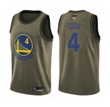 Youth Golden State Warriors #4 Quinn Cook Swingman Green Salute to Service Basketball 2019 Basketball Finals Bound Jersey