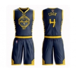 Youth Golden State Warriors #4 Quinn Cook Swingman Navy Blue Basketball Suit 2019 Basketball Finals Bound Jersey - City Edition