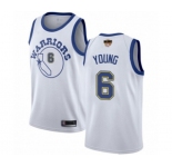 Youth Golden State Warriors #6 Nick Young Authentic White Hardwood Classics 2019 Basketball Finals Bound Basketball Jersey