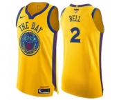 Youth Nike Golden State Warriors #2 Jordan Bell Swingman Gold 2018 NBA Finals Bound NBA Jersey - City Edition