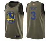 Youth Nike Golden State Warriors #3 David West Swingman Green Salute to Service 2018 NBA Finals Bound NBA Jersey