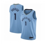 Men's Memphis Grizzlies #1 Kyle Anderson Authentic Blue Finished Basketball Jersey Statement Edition