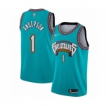 Men's Memphis Grizzlies #1 Kyle Anderson Authentic Green Hardwood Classic Basketball Jersey