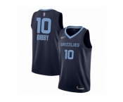 Men's Memphis Grizzlies #10 Mike Bibby Authentic Navy Blue Finished Basketball Jersey - Icon Edition