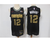 Men's Memphis Grizzlies #12 Ja Morant Authentic Black Finished Basketball Jersey 2020-2021 City Edition