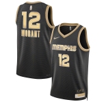 Men's Memphis Grizzlies #12 Ja Morant Black Gold 2024 Select Series Stitched Jersey