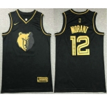 Men's Memphis Grizzlies #12 Ja Morant Black Golden Nike Swingman Stitched NBA Jersey