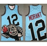 Men's Memphis Grizzlies #12 Ja Morant Light Blue Big Face Mitchell Ness Hardwood Classics Soul Swingman Throwback Jersey