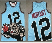 Men's Memphis Grizzlies #12 Ja Morant Light Blue Big Face Mitchell Ness Hardwood Classics Soul Swingman Throwback Jersey