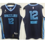 Men's Memphis Grizzlies #12 Ja Morant Navy With NO.6 Patch Stitched Jersey