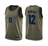 Men's Memphis Grizzlies #12 Ja Morant Swingman Green Salute to Service Basketball Jersey