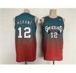 Men's Memphis Grizzlies #12 Ja Morant Teal Red Throwback Stitched Jersey