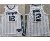 Men's Memphis Grizzlies #12 Ja Morant White 2025-26 City Edition Edition Stitched Basketball Jersey