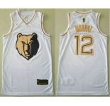 Men's Memphis Grizzlies #12 Ja Morant White Golden Nike Swingman Stitched NBA Jersey