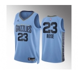 Men's Memphis Grizzlies #23 Derrick Rose Blue Statement Edition Stitched Basketball Jersey