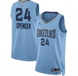 Men's Memphis Grizzlies #24 Cam Spencer Blue 2024 Draft Statement Edition Stitched Jersey