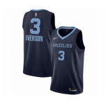Men's Memphis Grizzlies #3 Allen Iverson Authentic Navy Blue Finished Basketball Jersey - Icon Edition