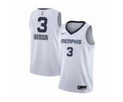 Men's Memphis Grizzlies #3 Allen Iverson Authentic White Finished Basketball Jersey - Association Edition