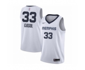 Men's Memphis Grizzlies #33 Marc Gasol Authentic White Finished Basketball Jersey - Association Edition