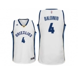 Men's Memphis Grizzlies #4 Wade Baldwin Home White Swingman Jersey