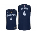 Men's Memphis Grizzlies #4 Wade Baldwin Road Navy Swingman Jersey