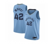 Men's Memphis Grizzlies #42 Lorenzen Wright Authentic Blue Finished Basketball Jersey Statement Edition