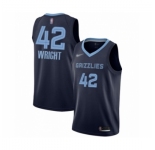 Men's Memphis Grizzlies #42 Lorenzen Wright Authentic Navy Blue Finished Basketball Jersey - Icon Edition