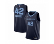 Men's Memphis Grizzlies #42 Lorenzen Wright Authentic Navy Blue Finished Basketball Jersey - Icon Edition