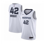 Men's Memphis Grizzlies #42 Lorenzen Wright Authentic White Finished Basketball Jersey - Association Edition