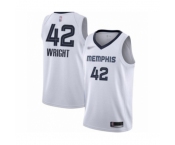 Men's Memphis Grizzlies #42 Lorenzen Wright Authentic White Finished Basketball Jersey - Association Edition