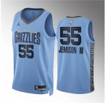 Men's Memphis Grizzlies #55 Trey Jemison Iii Blue Statement Edition Stitched Jersey