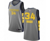 Men's Nike Memphis Grizzlies #34 Brandan Wright Authentic Gray NBA Jersey - City Edition