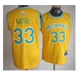 nba memphis grizzlies #33 gasol yellow[revolution 30 swingman]