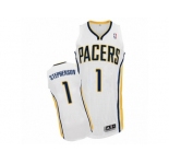Men Adidas Indiana Pacers #1 Lance Stephenson Authentic White Home NBA Jersey