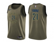 Men Nike Indiana Pacers #21 Thaddeus Young Green Salute to Service NBA Swingman Jersey