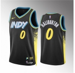 Men's Indiana Pacers #0 Tyrese Haliburton Black 2023-24 City Edition Stitched Basketball Jersey