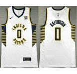 Men's Indiana Pacers #0 Tyrese Haliburton White Association Edition Sponsor Stitched Jersey