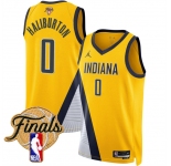 Men's Indiana Pacers #0 Tyrese Haliburton Yellow 2025 Finals Statement Edition Stitched Basketball Jersey