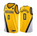 Men's Indiana Pacers #0 Tyrese Haliburton Yellow Statement Edition Stitched Basketball Jersey