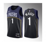 Men's Indiana Pacers #1 Jarace Walker Blue 2023 Draft City Edition Stitched Basketball Jersey