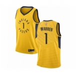 Men's Indiana Pacers #1 T.J. Warren Authentic Gold Basketball Jersey Statement Edition