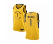 Men's Indiana Pacers #1 T.J. Warren Authentic Gold Basketball Jersey Statement Edition