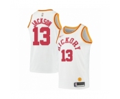 Men's Indiana Pacers #13 Mark Jackson Authentic White Hardwood Classics Basketball Jersey