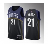 Men's Indiana Pacers #21 Isaiah Wong Blue 2023 Draft City Edition Stitched Basketball Jersey