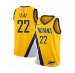 Men's Indiana Pacers #22 T. J. Leaf Authentic Gold Finished Basketball Jersey - Statement Edition