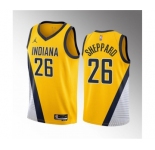 Men's Indiana Pacers #26 Ben Sheppard Yellow 2023 Draft Statement Edition Stitched Basketball Jersey