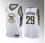 Men's Indiana Pacers #29 Quenton Jackson White Association Edition Stitched Basketball Jersey