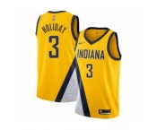 Men's Indiana Pacers #3 Aaron Holiday Authentic Gold Finished Basketball Jersey - Statement Edition